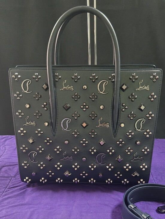 Christian Louboutin Handbags - NWOT Rare Christian Louboutin Paloma Iridescent Blue Medium Perle Leather Tote